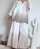 Pantalon palazzo Lin blanc et beige