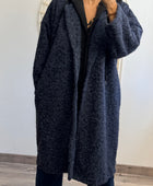 Manteau bouclette bleu capuche noire