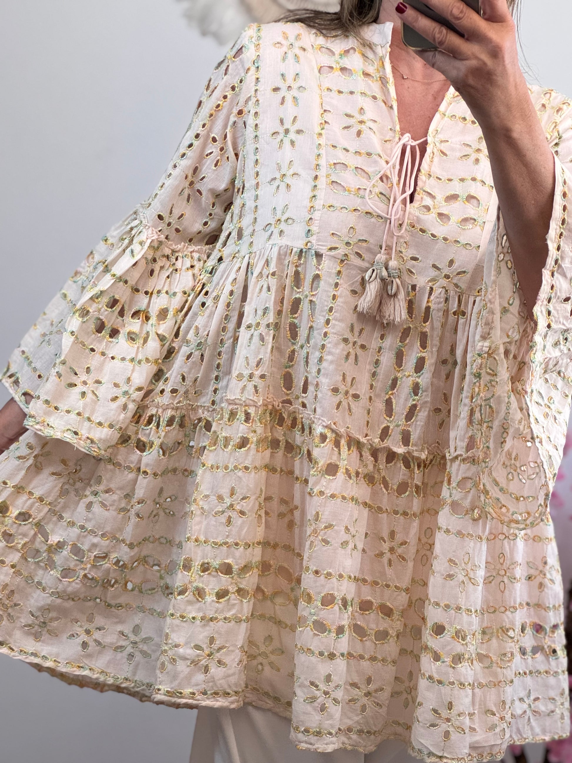 Tunique ou robe d’été bohème rose poudré