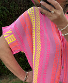 Robe gaze de coton fond Lila