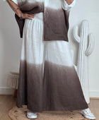 Pantalon palazzo Lin blanc et marron
