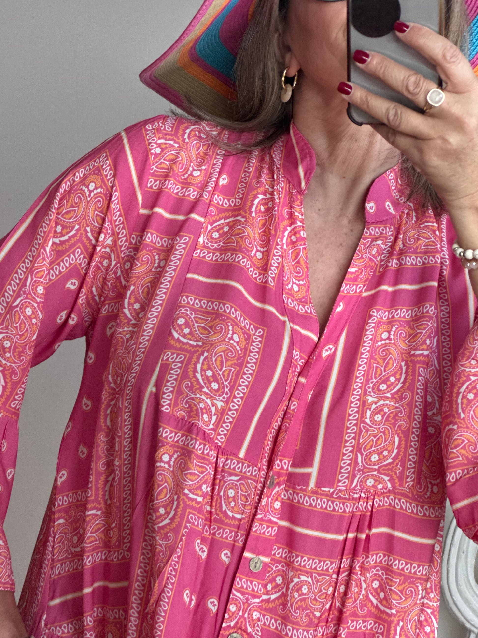Robe Léa bandana fuchsia