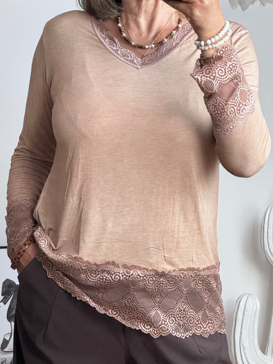 Top dentelle moka