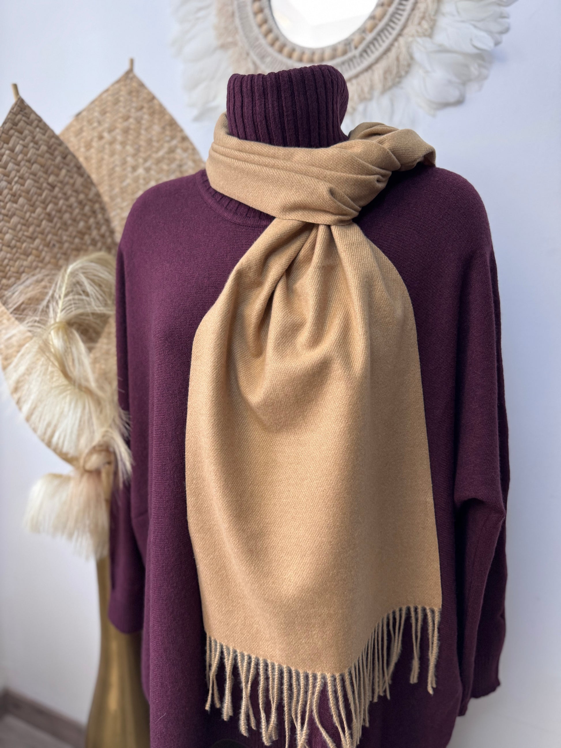 Écharpe cashmere camel