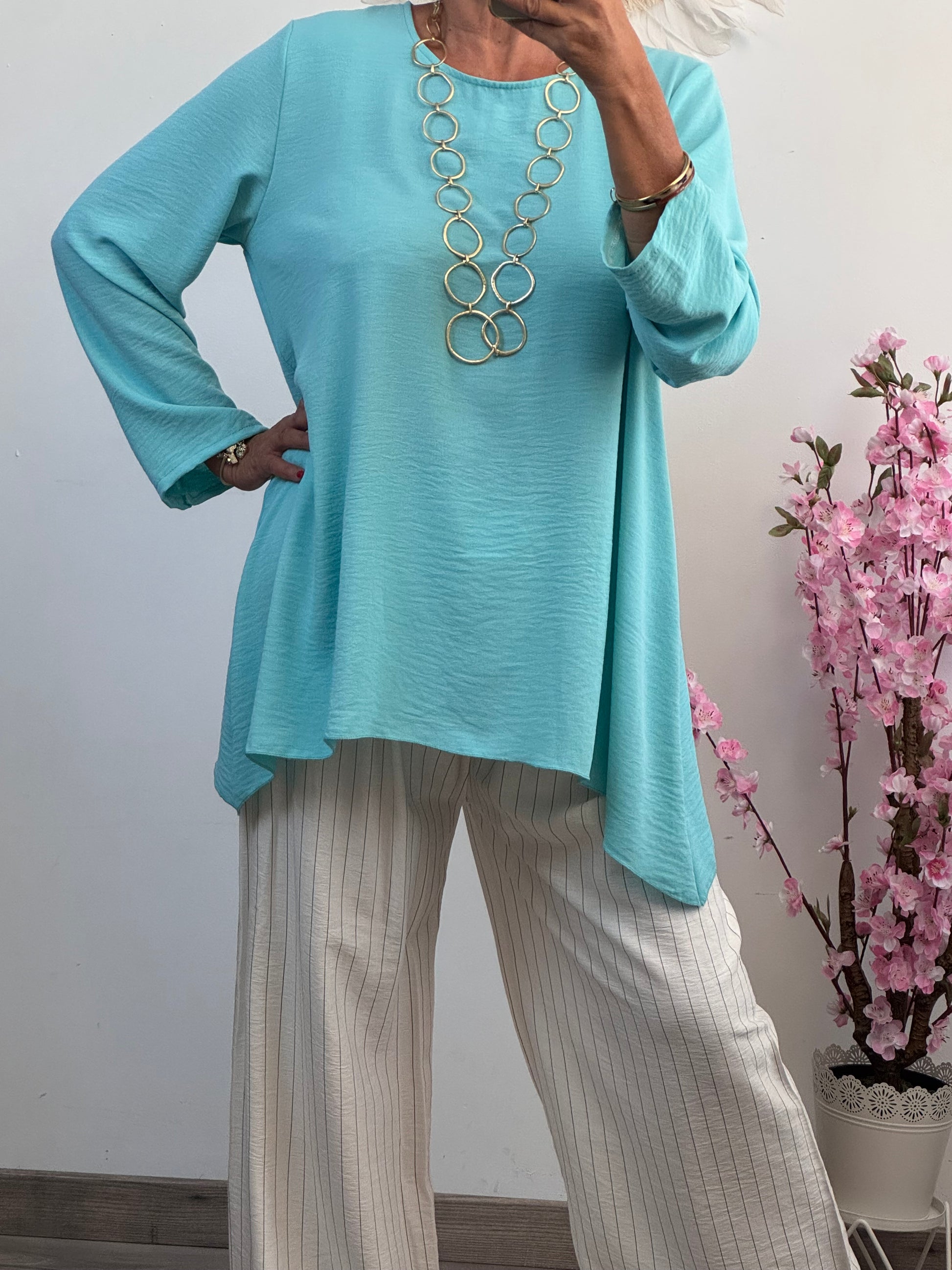 Blouse Mila asymétrique turquoise