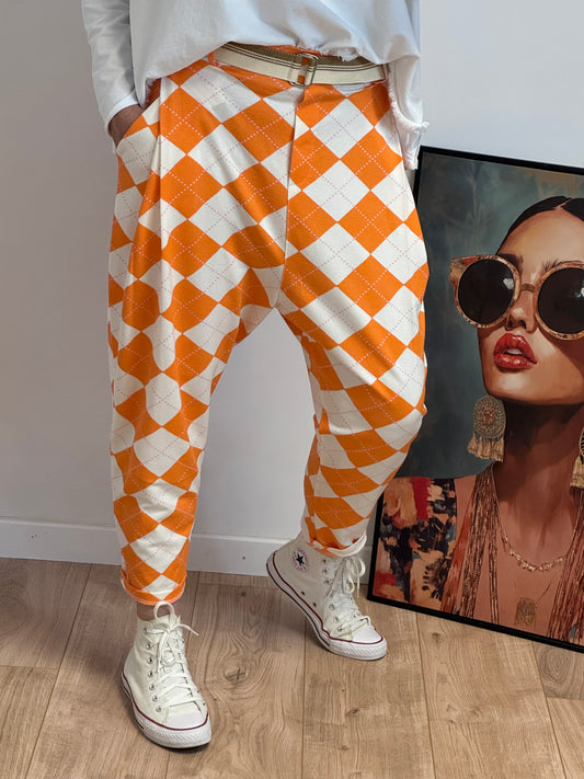 Pantalon jog sarouel jacquard orange