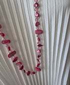 Collier perles roses/ fuchsia