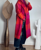 Manteau carreaux fuchsia