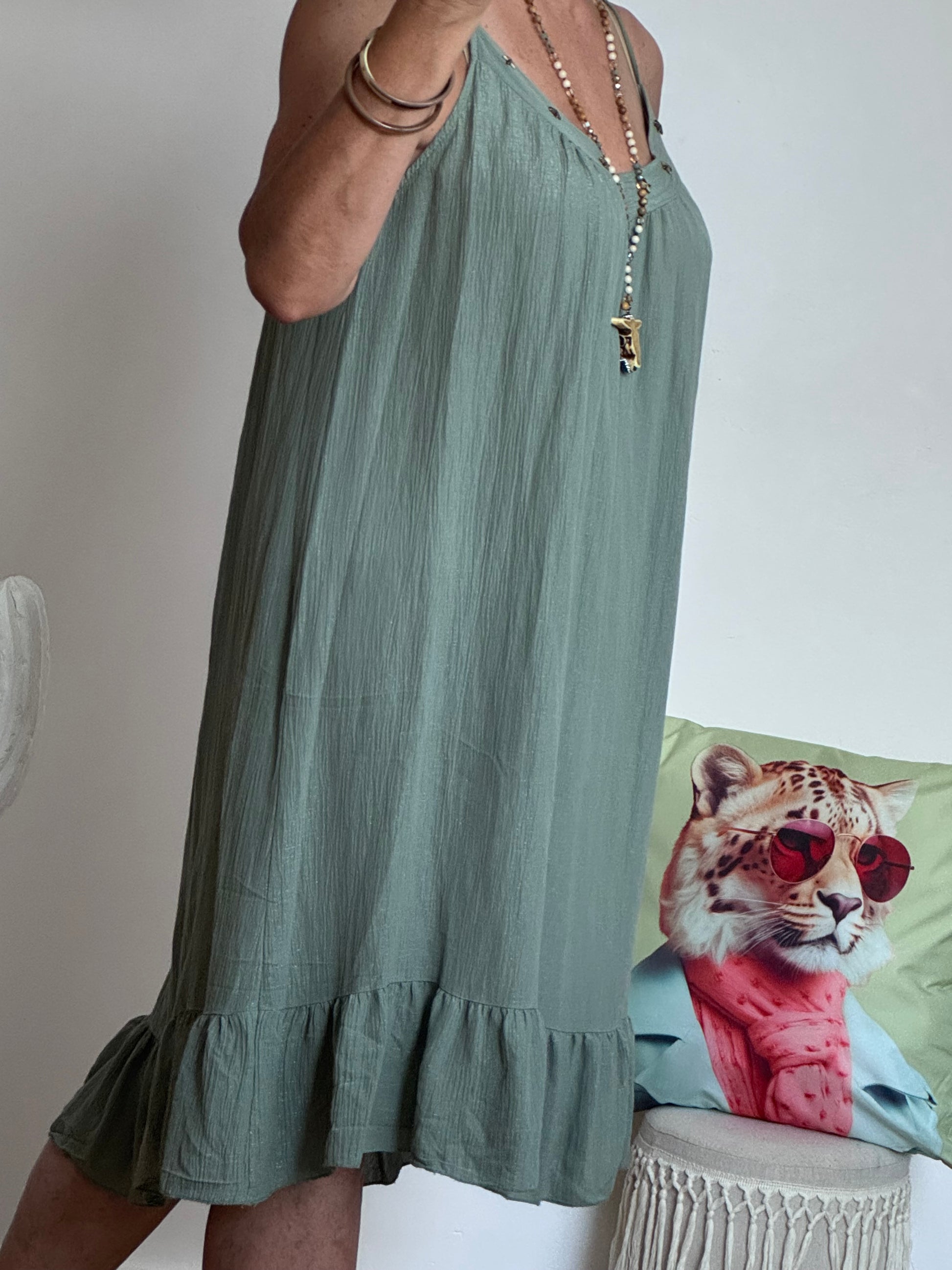 Robe d’été à bretelles kaki