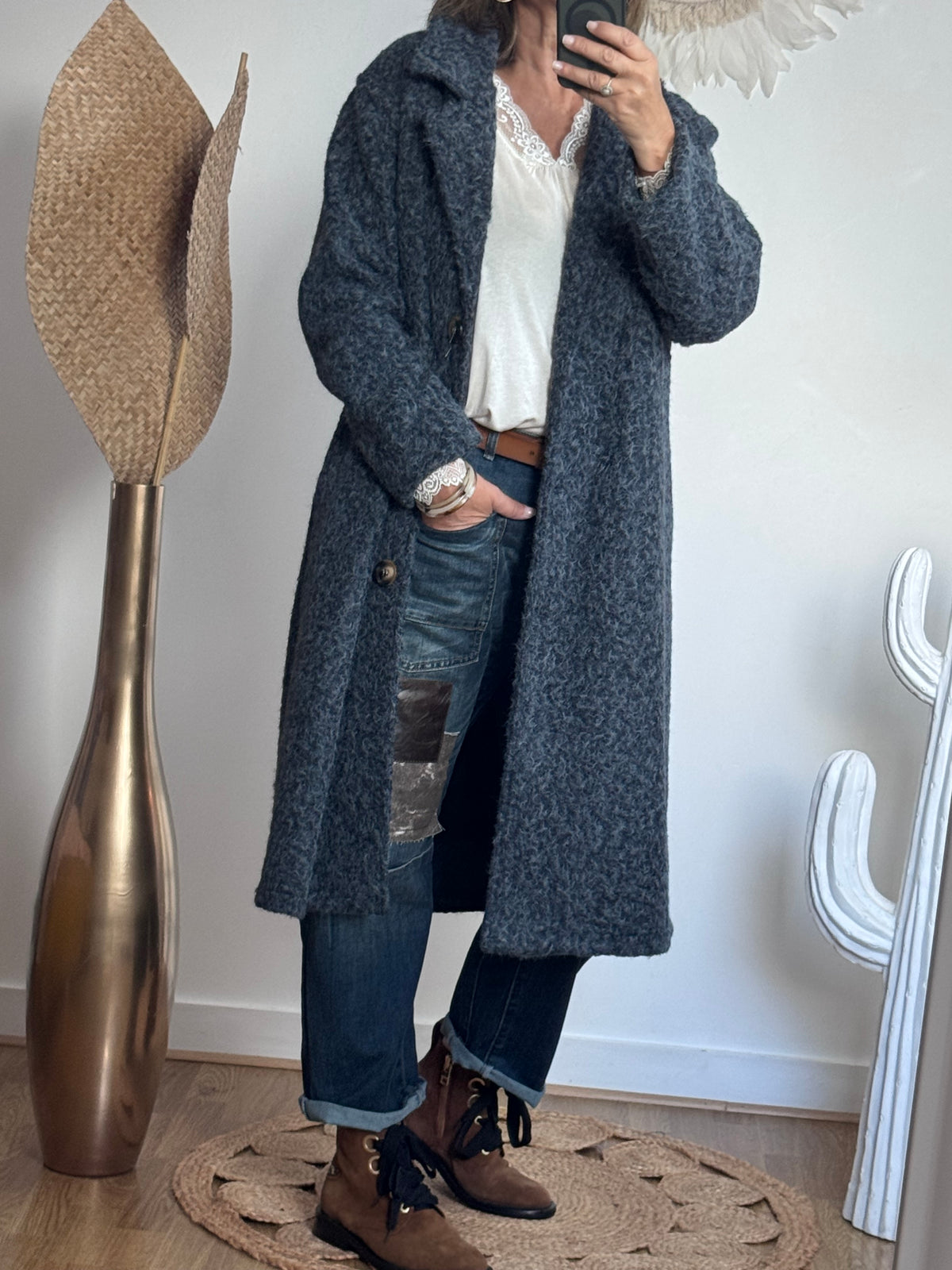 Manteau moumoute bleu