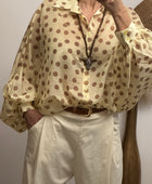Blouse fluide jaune pois marrons