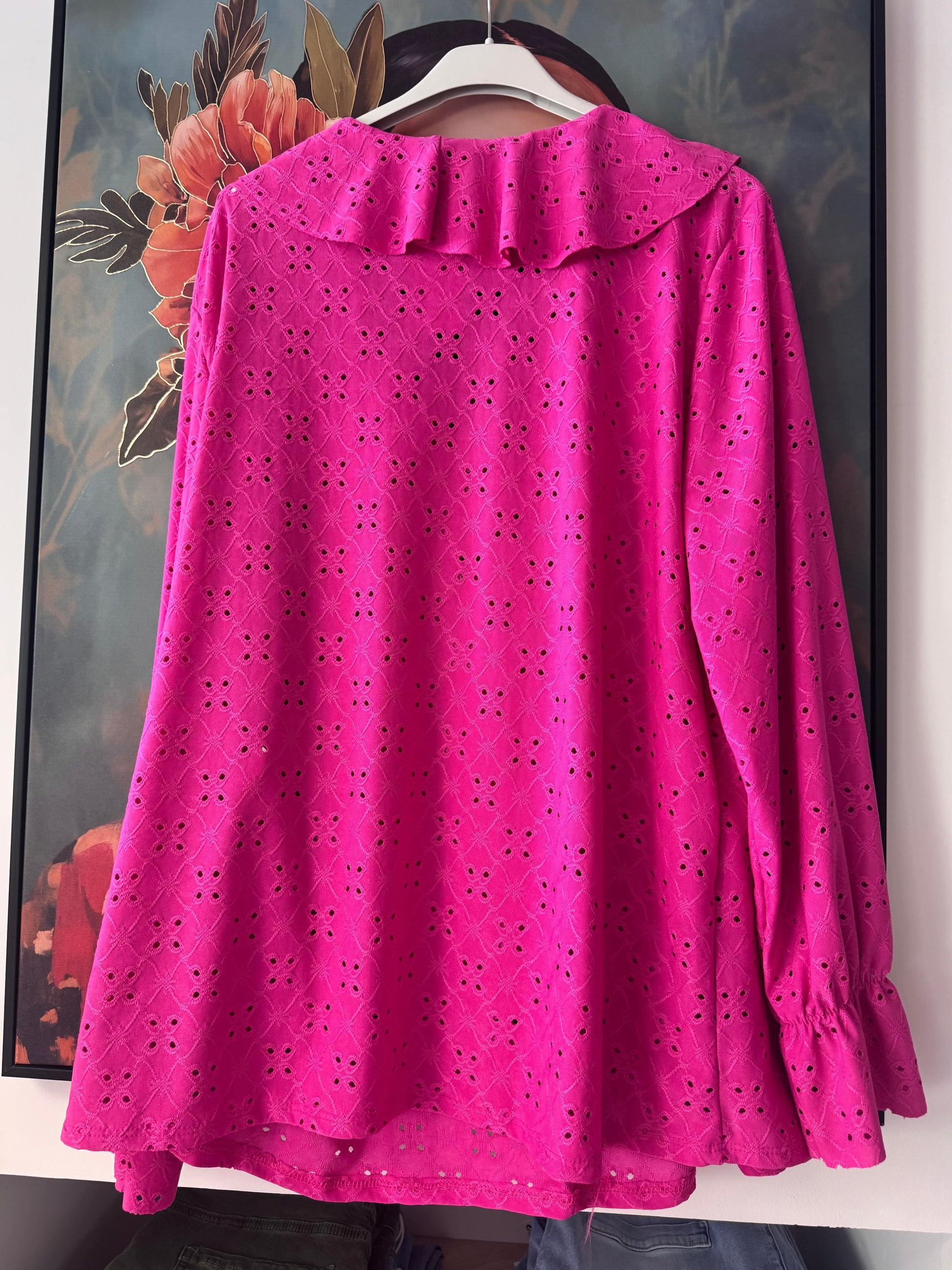 Blouse broderie anglaise fuchsia