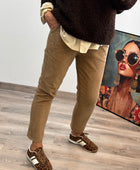 Pantalon velours côtelé camel taille du 38 au 46