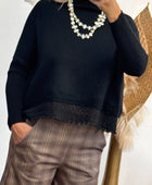 Pull noir broderie TU 38/44