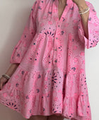 Robe courte bandana et broderie rose