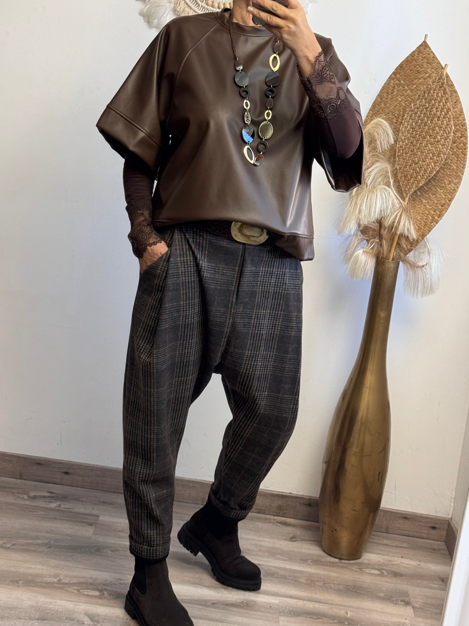 Pantalon saroual à carreaux