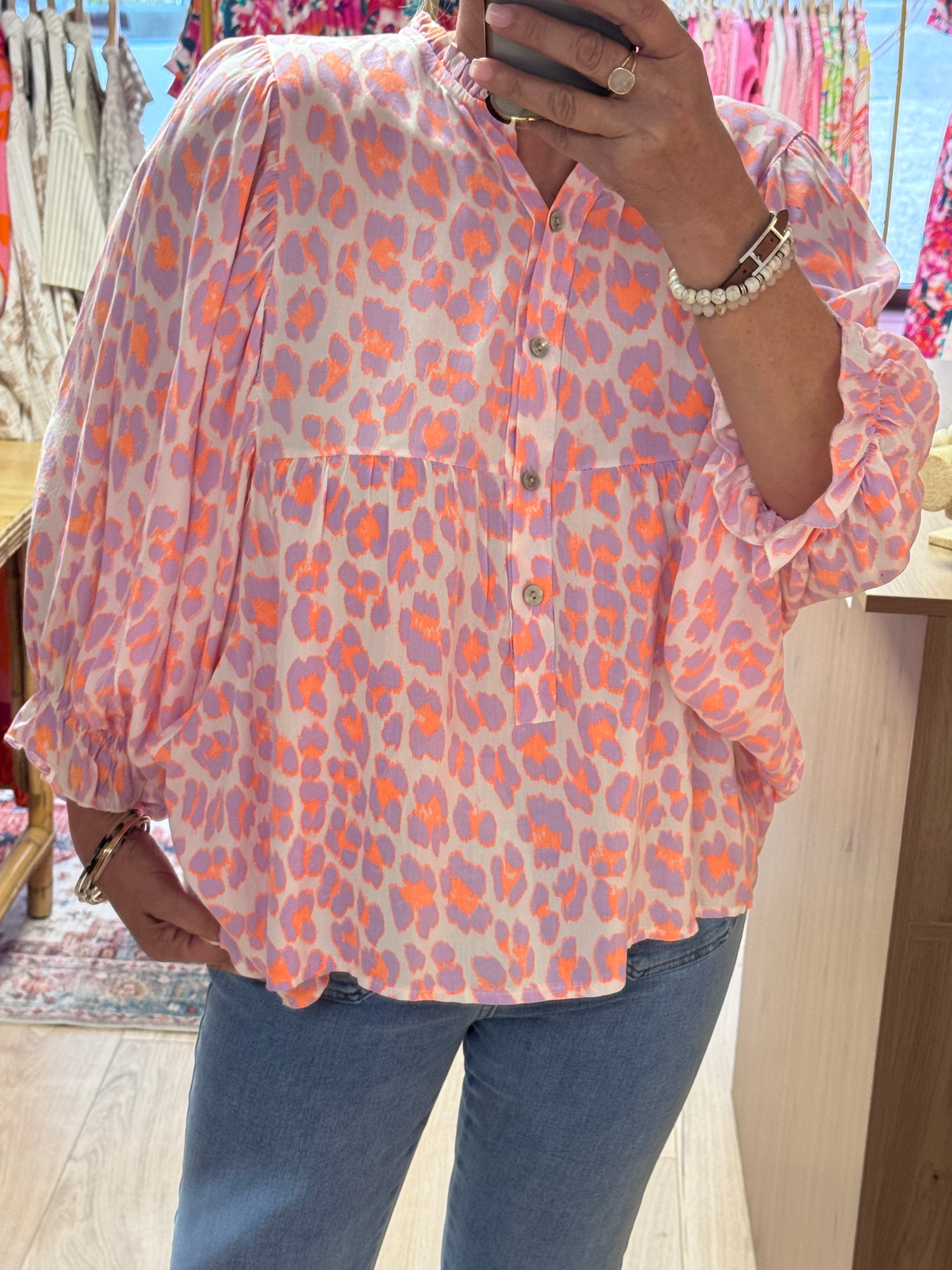 Blouse Léo Lila et corail