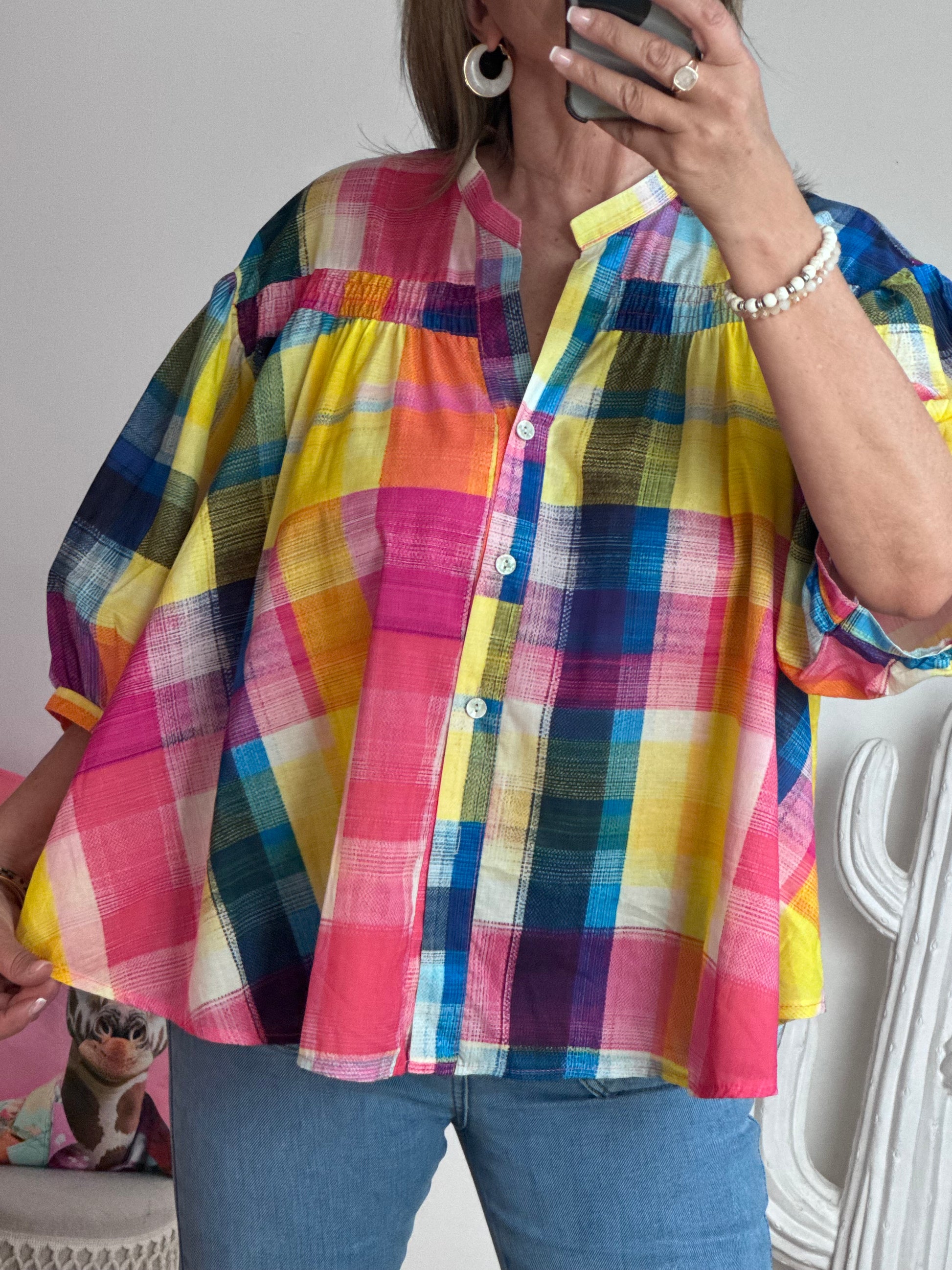 Chemise carreaux multicolore
