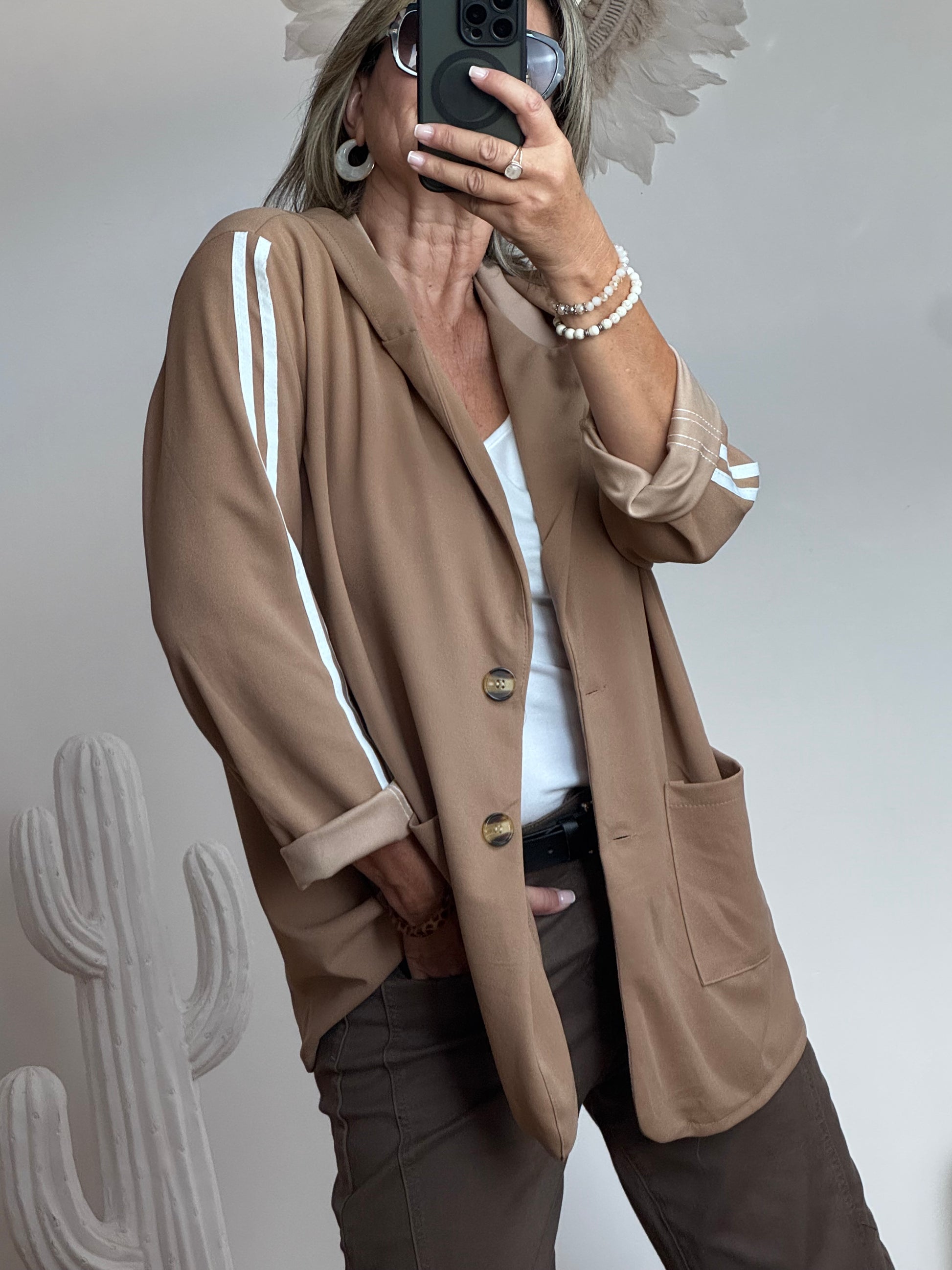 Veste casuel camel jolie forme