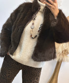 Blouson fausse fourrure marron