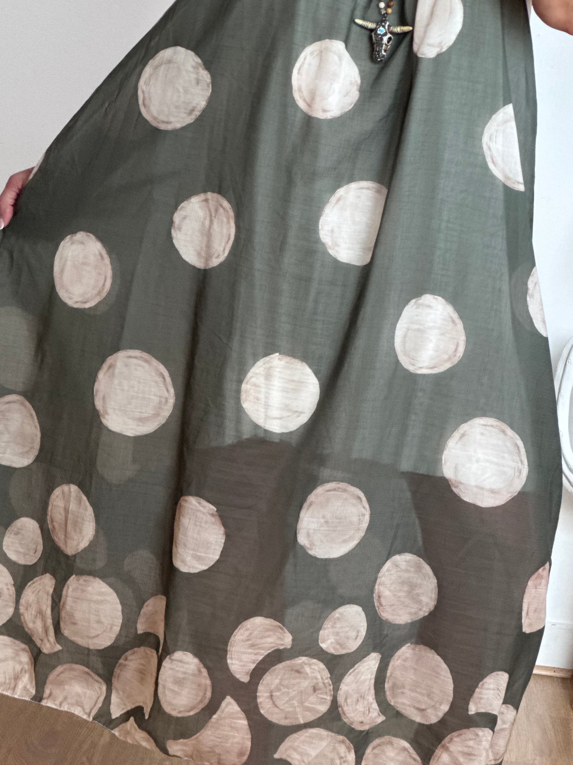 Robe à pois fond kaki