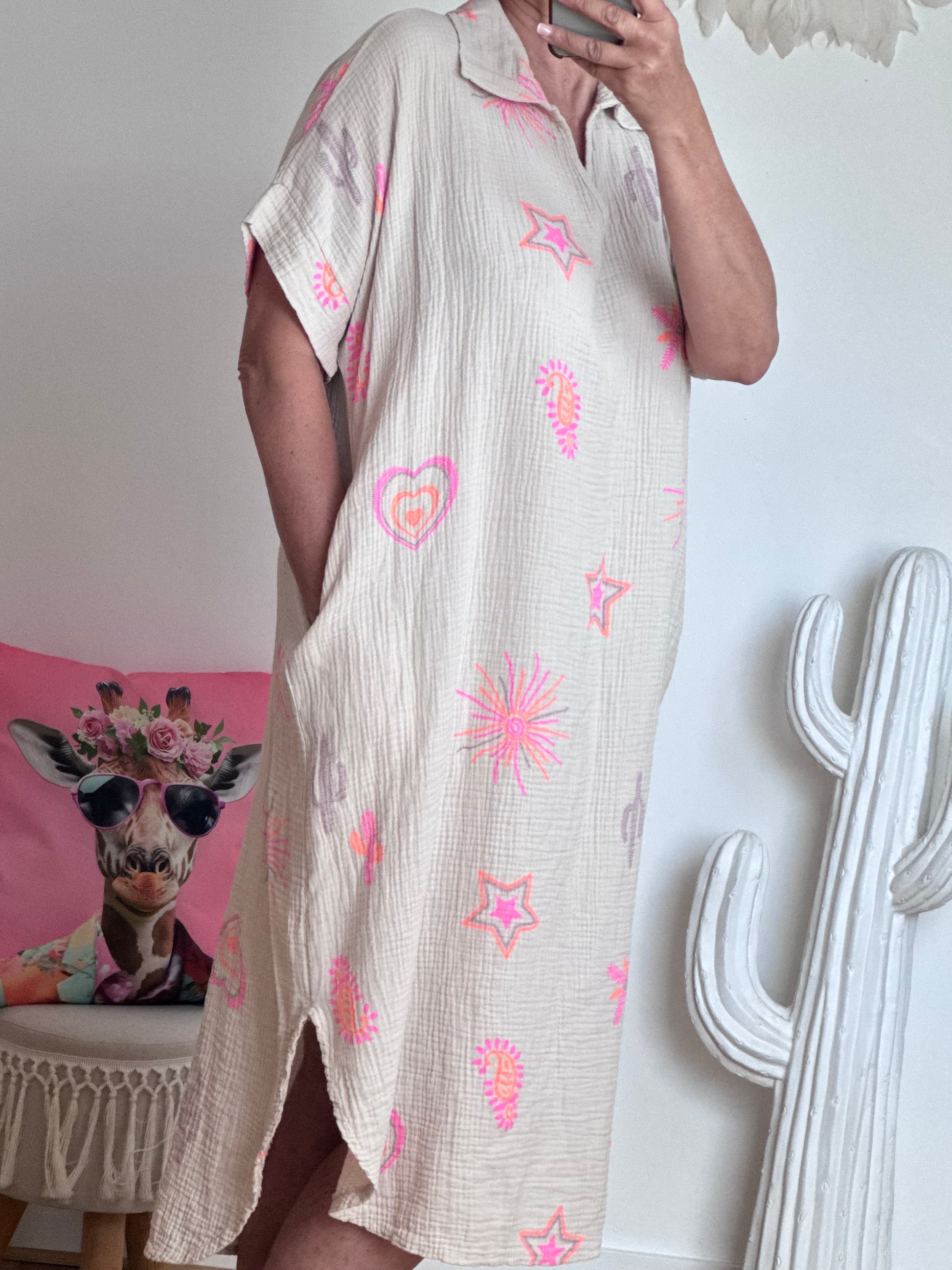 Robe gaze de coton beige
