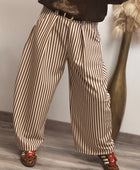 Pantalon ballon rayures marrons