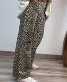 Jeans wide leg leopard