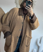 Veste moumoute camel bi matière