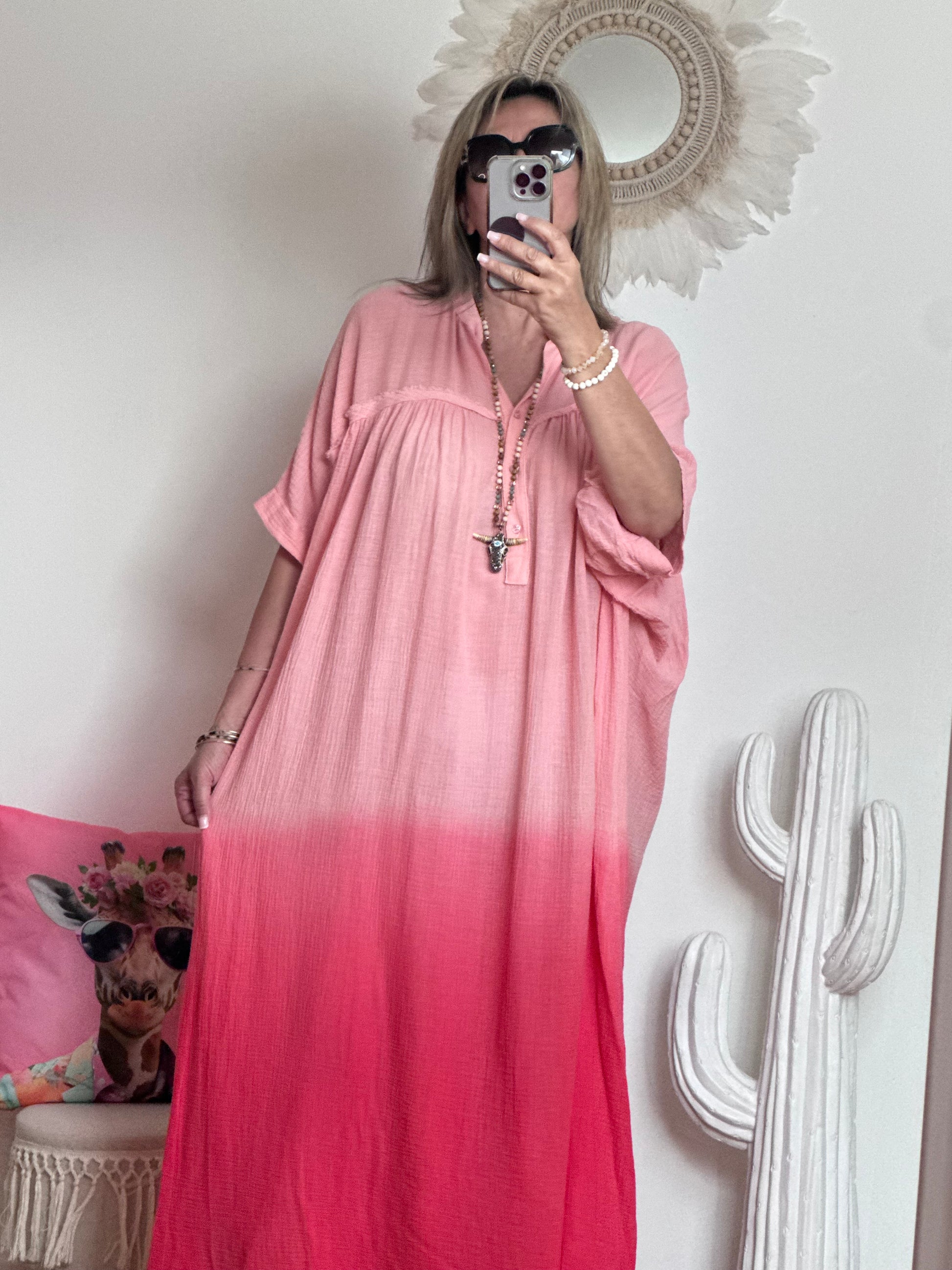 Robe tie and dye pêche/rose