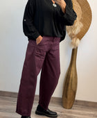 Pantalon barrel lie de vin