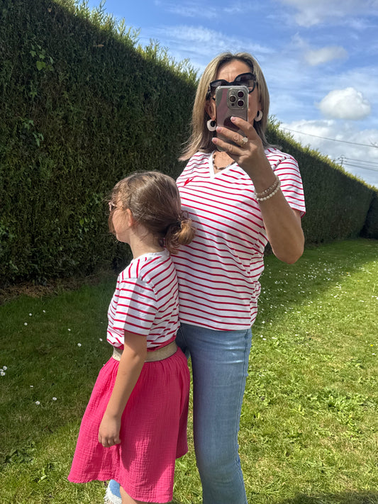Teeshirt rayé rouge femme