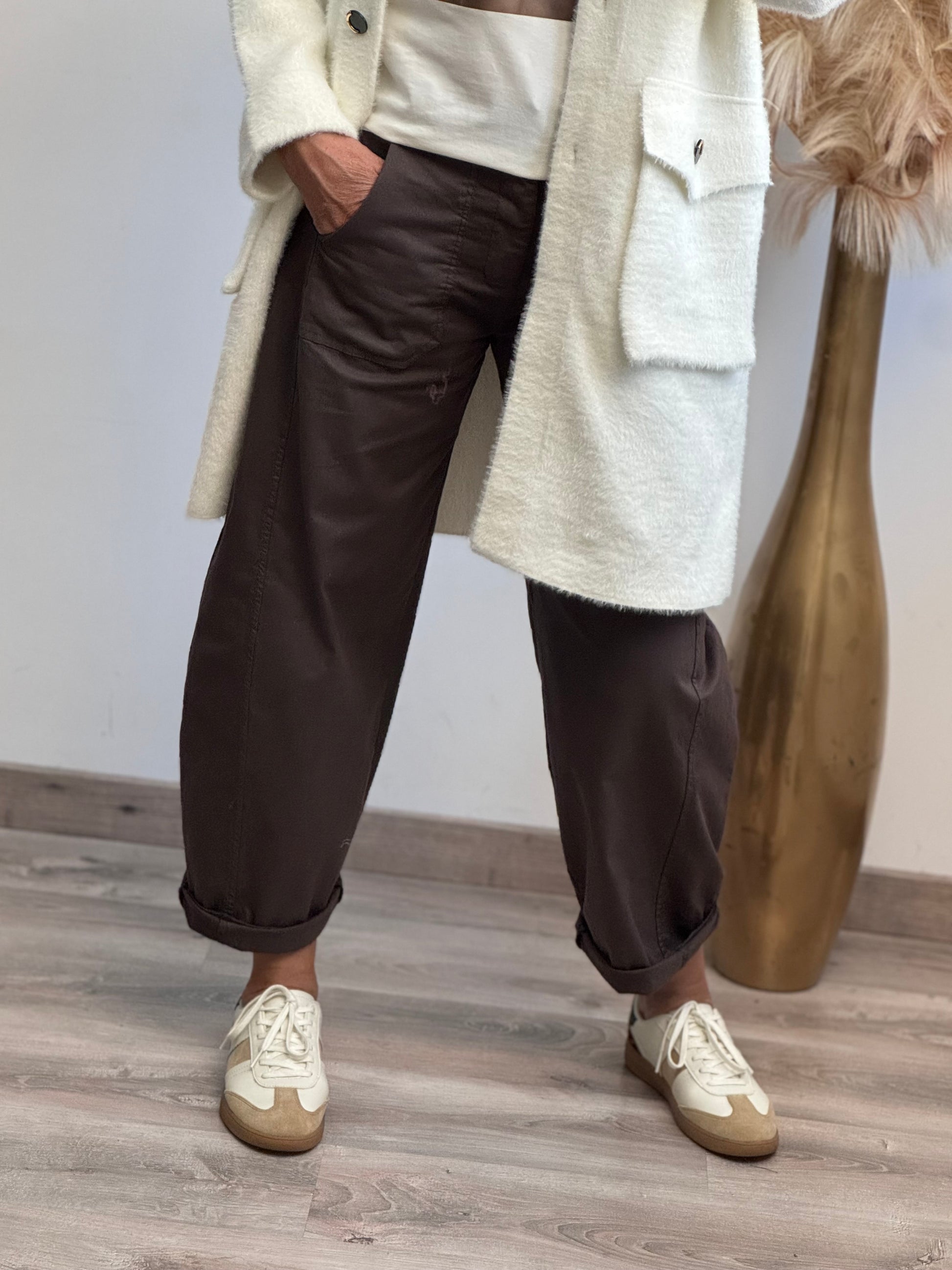 Pantalon barrel marron