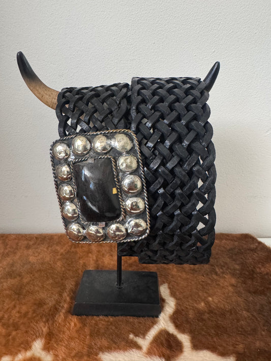Ceinture bohème cuir véritable noir
