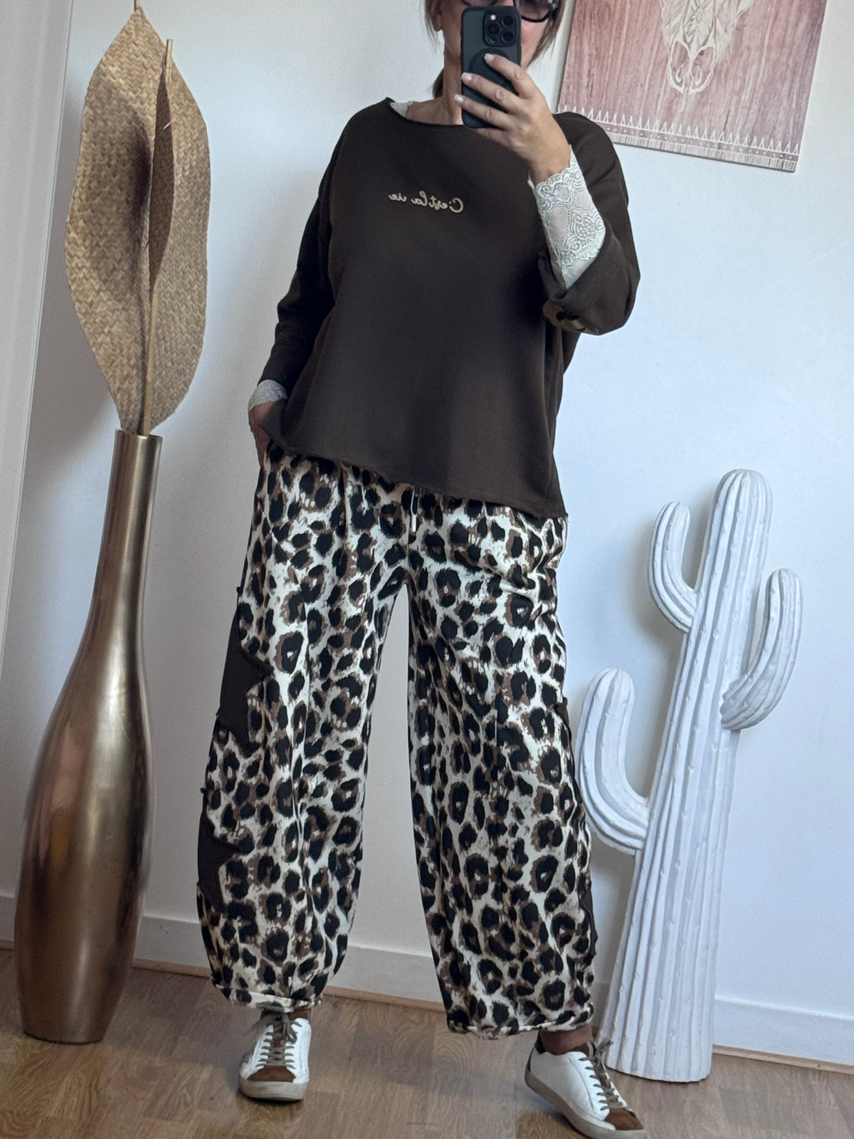 Sweat-shirt c’est la vie marron