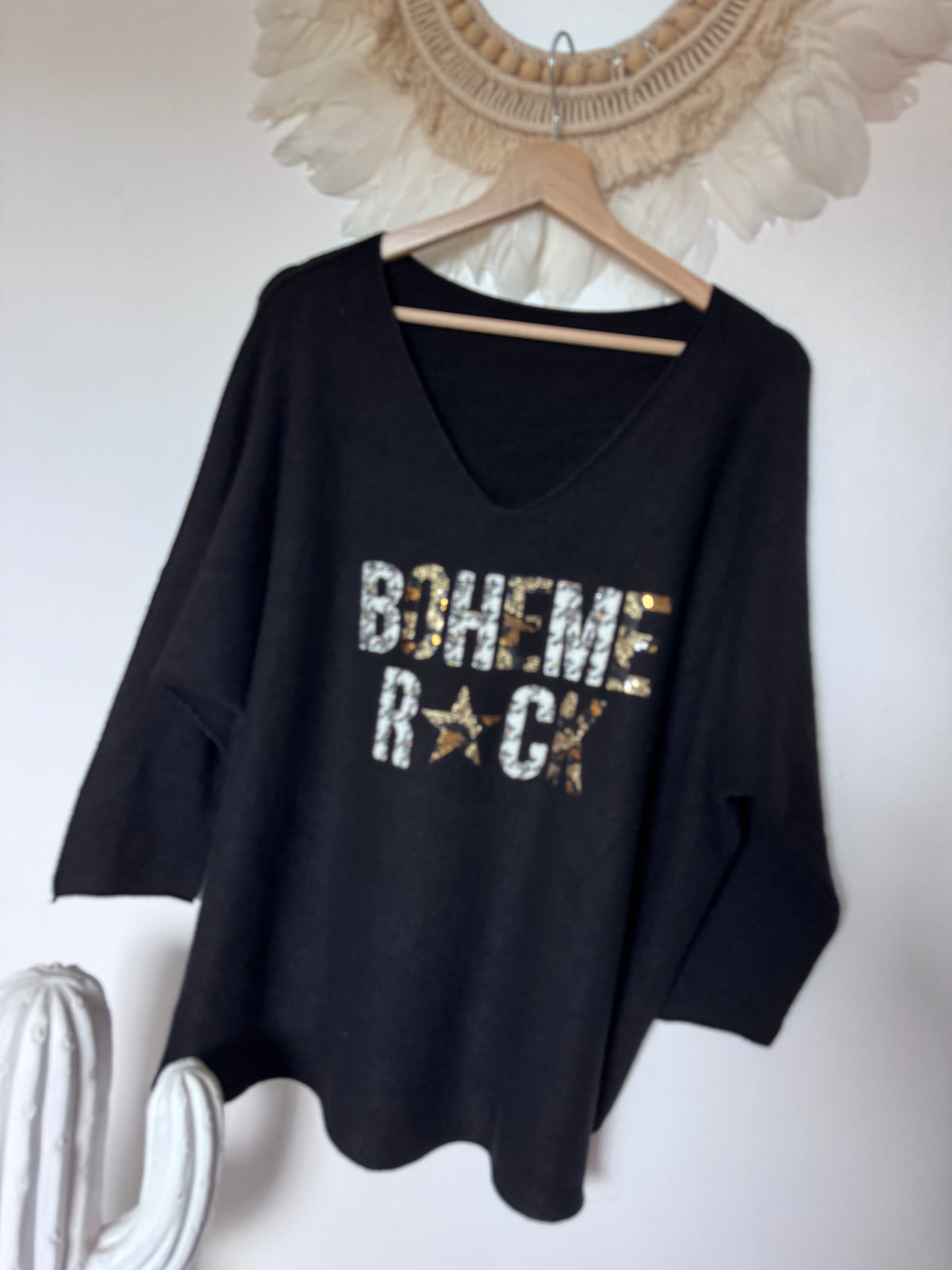 Pull bohème Rock noir TU 42/50