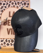 Casquette similicuir noire