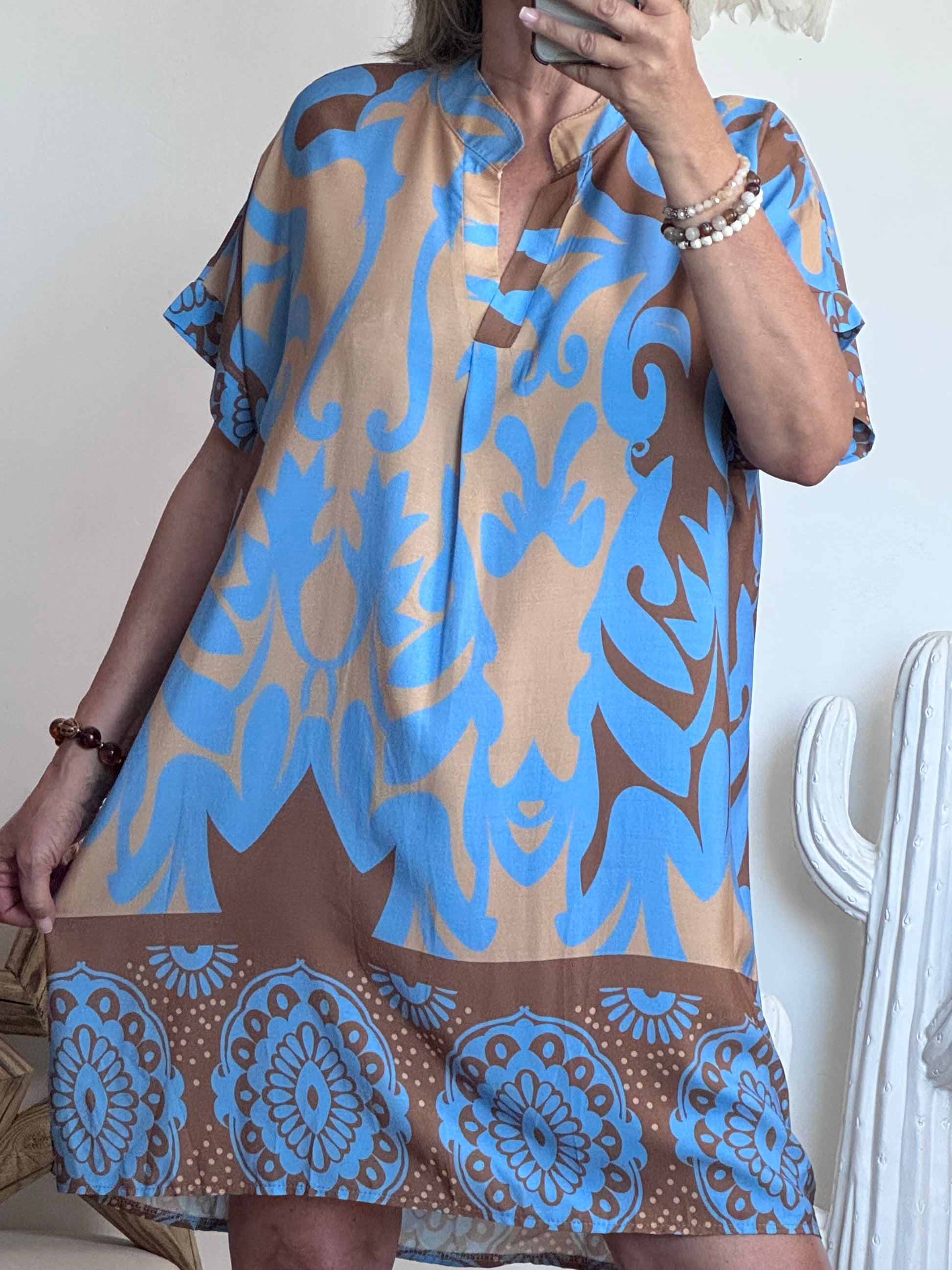 Robe Elisa camel/bleu