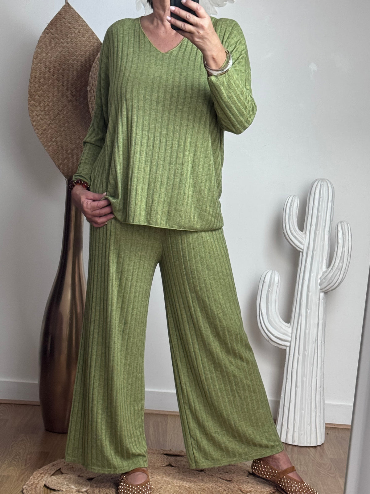 Ensemble cocooning vert pistache