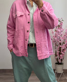 Blouson jeans rose broderie TU 38/44