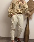 Blouse fluide jaune pois marrons