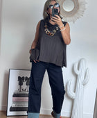 Jean revers wide leg bleu brut