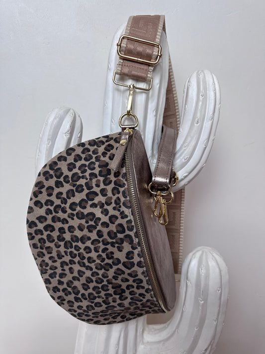 Sac banane cuir véritable Léo et irisé bronze + 2 sangles