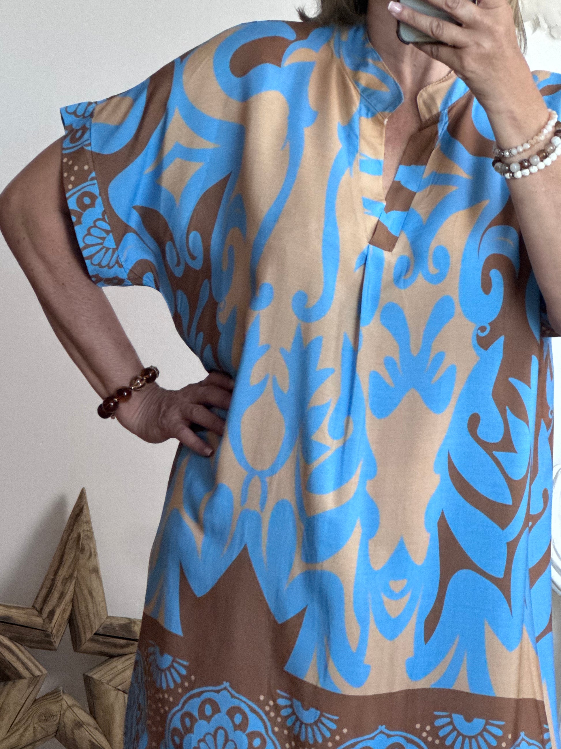 Robe Elisa camel/bleu