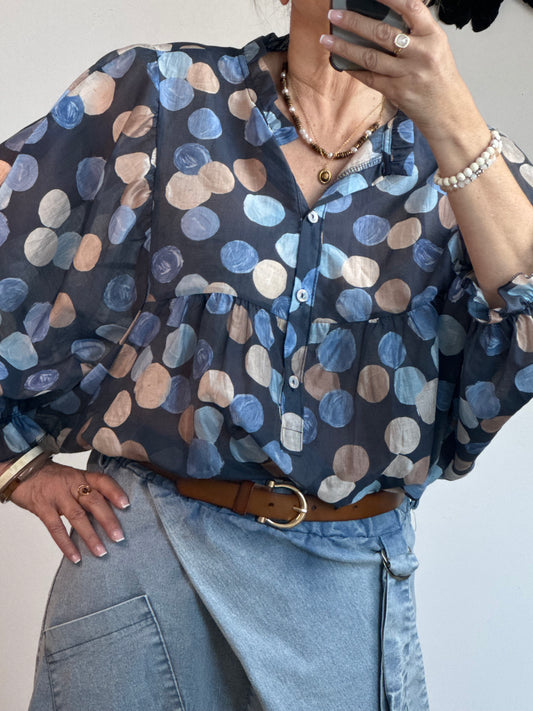 Blouse Louisette en tencel bleu