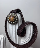 Ceinture cuir tressée marron
