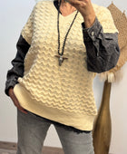 Pull crème manches jeans TU 44/50