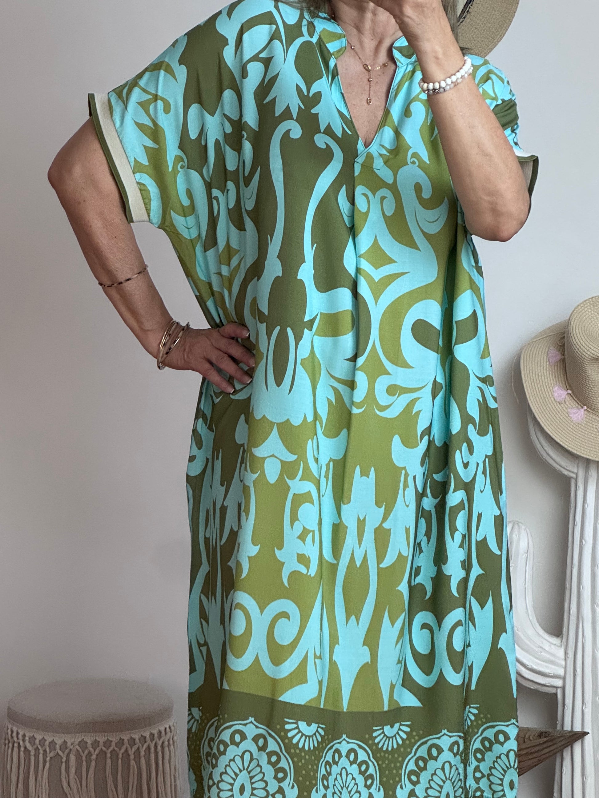Robe fluide arabesque kaki TU 40/48