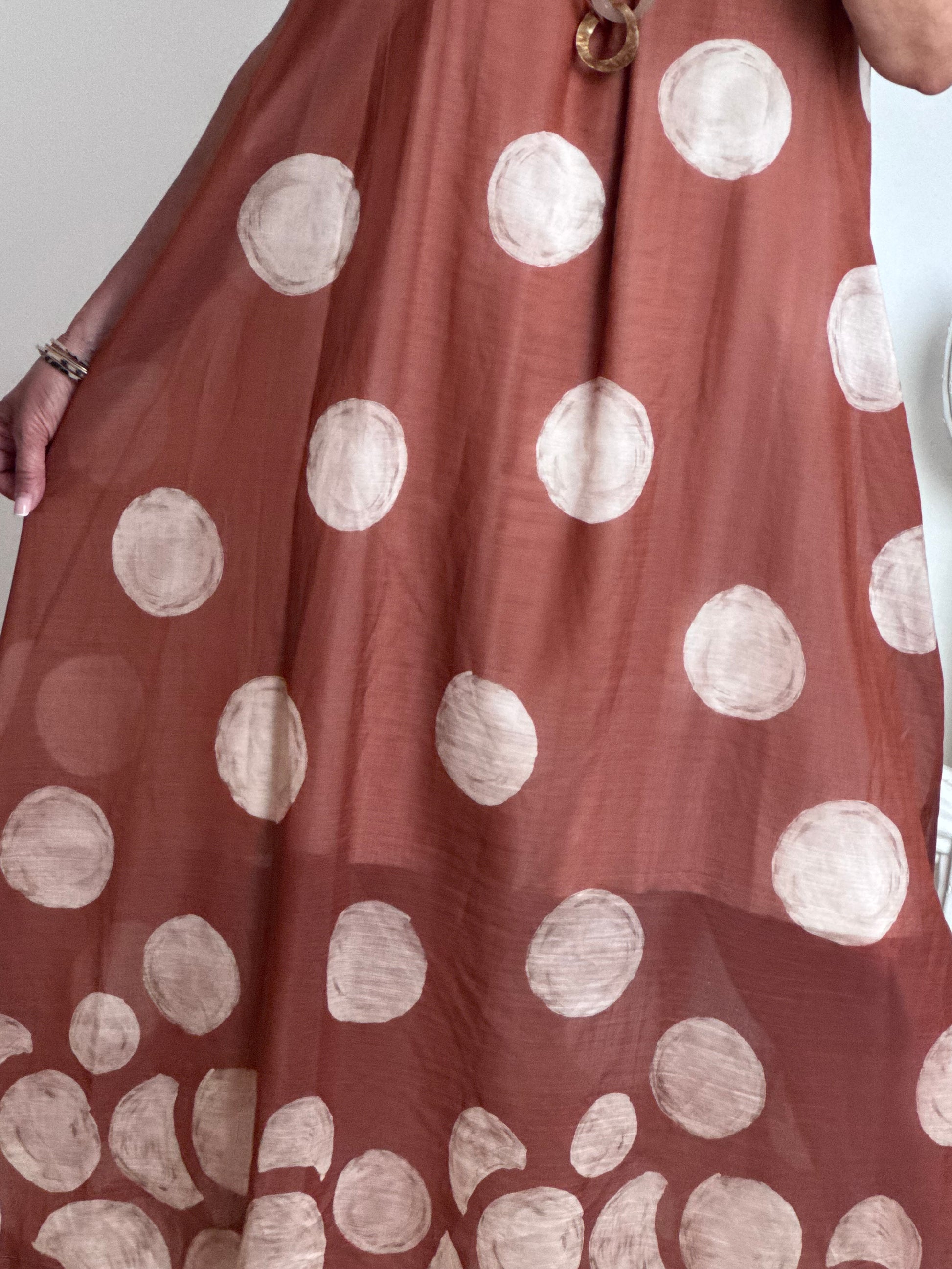 Robe à pois fond terracotta