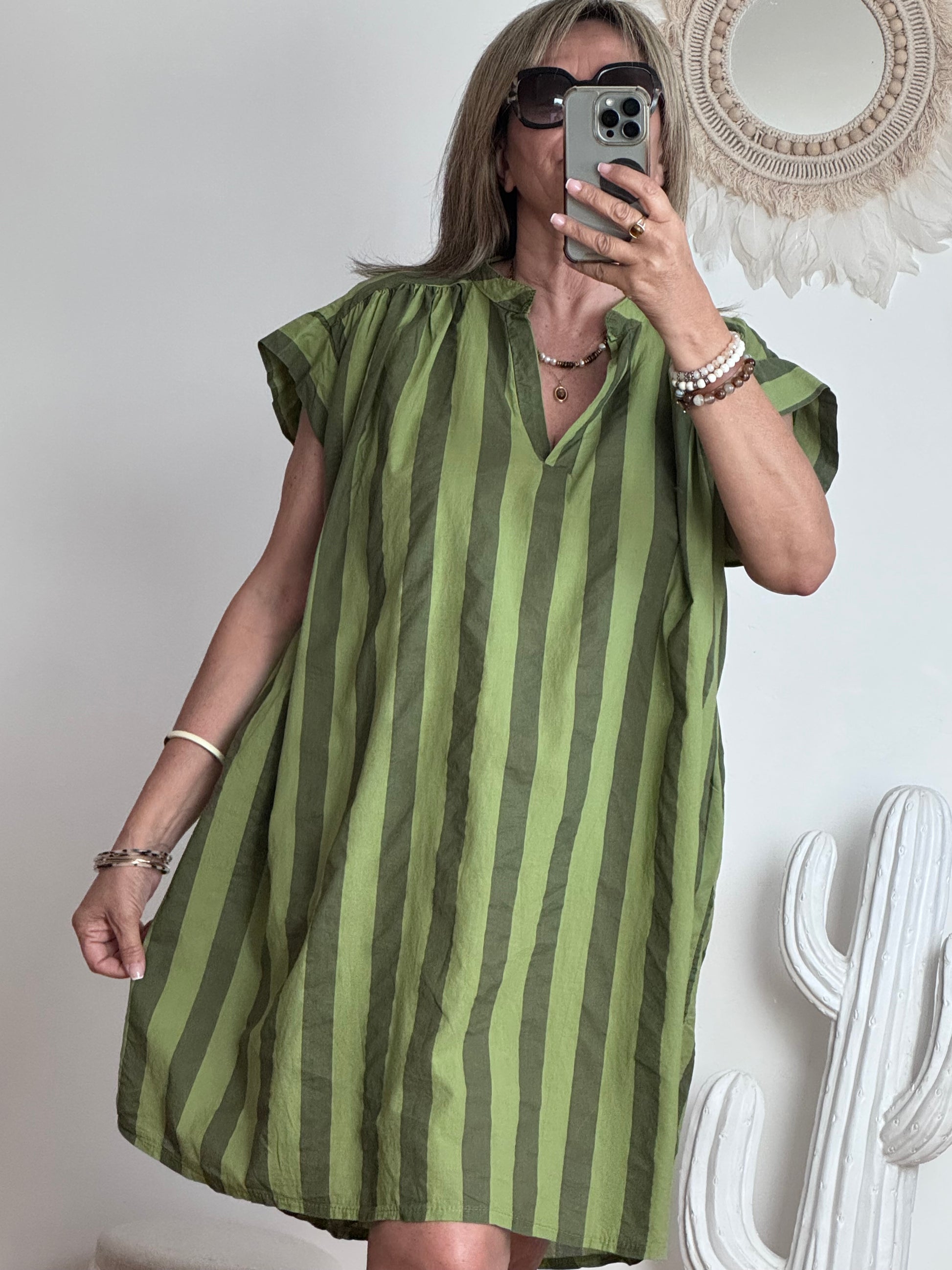 Robe rayée vert TU 42/50